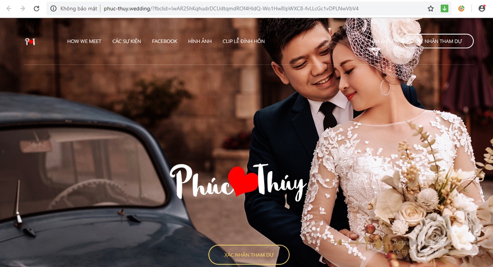 Trang web tự tay chàng trai dân IT chuyên nghiệp chuẩn bị cho lễ cưới của mình /// ẢNH CHỤP MÀN HÌNH